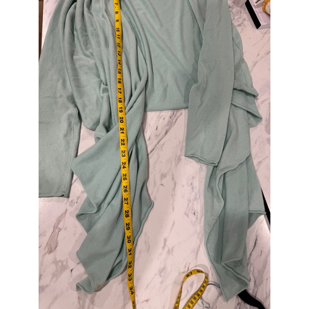 Silk Cashmere Blend Open Front Waterfall Cardigan Mint Green M/L - Picture 8 of 8